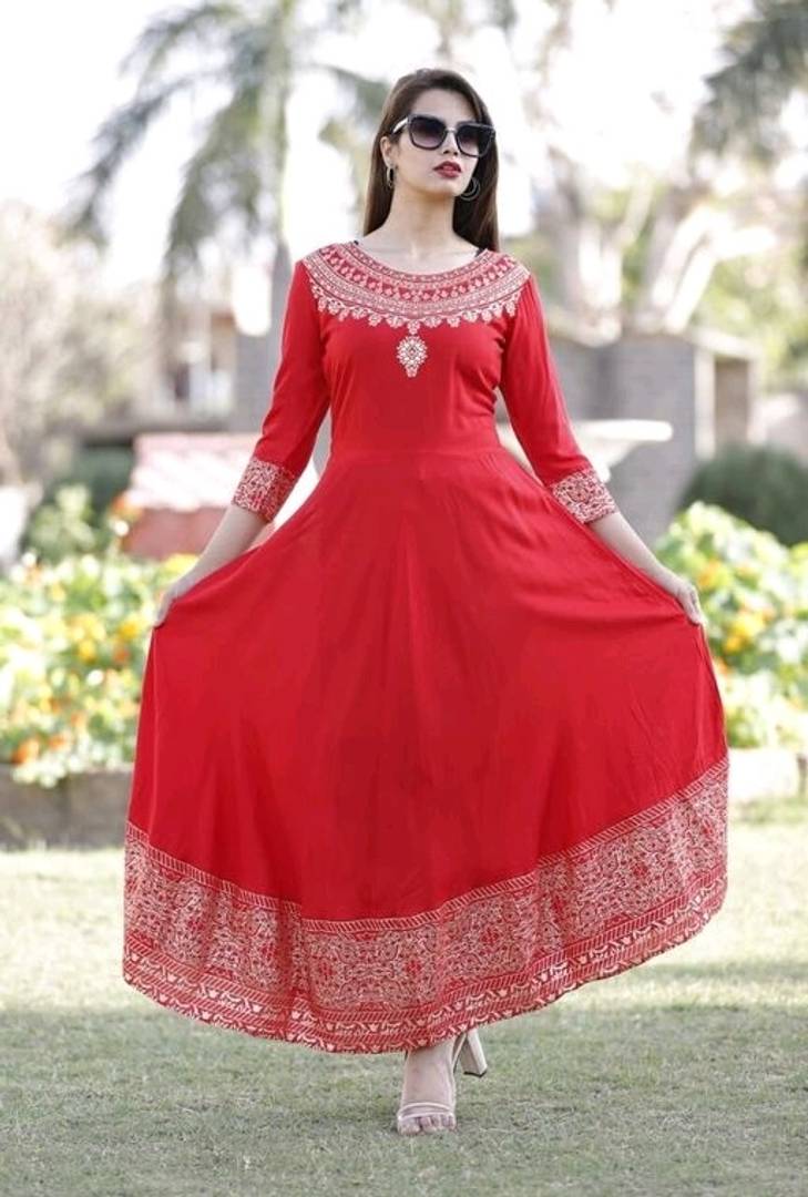 Women's Rayon Printed Anarkali Kurta